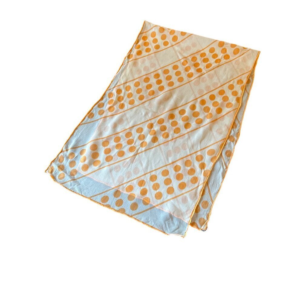 Vintage Orange Polka Dot Scarf Made in‎ Japan Rolled Hem